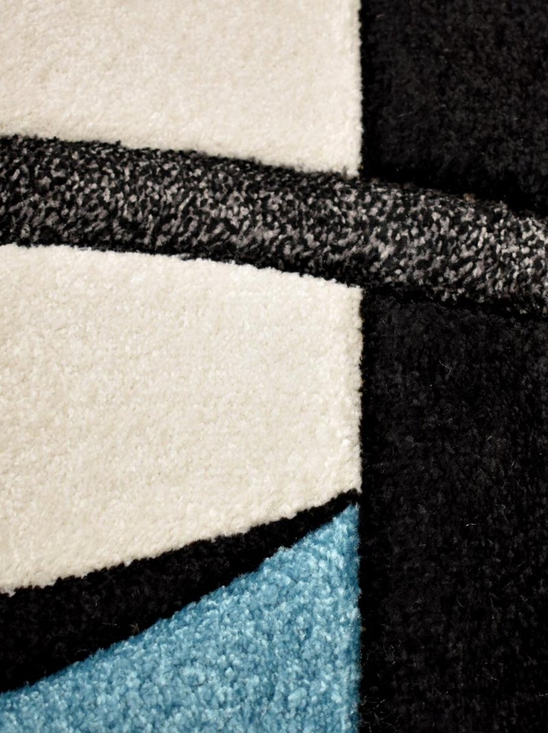 Tapis pour une chambre ou une entrée tissé motif damier LYN8 COMMA Bleu - Kiabi