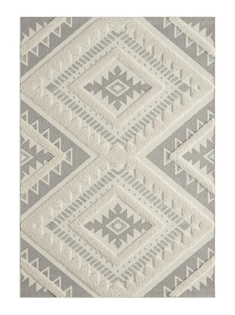 Tapis pour une chambre ou une entrée tissé motif ethnique BAIME Ecru - Kiabi