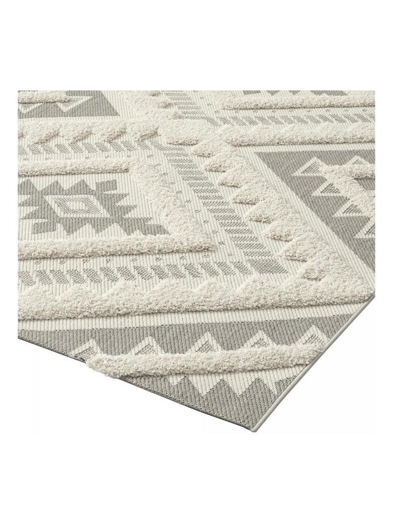 Tapis pour une chambre ou une entrée tissé motif ethnique BAIME Ecru - Kiabi
