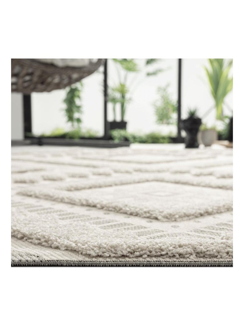 Tapis pour une chambre ou une entrée tissé motif ethnique BAIME Ecru - Kiabi