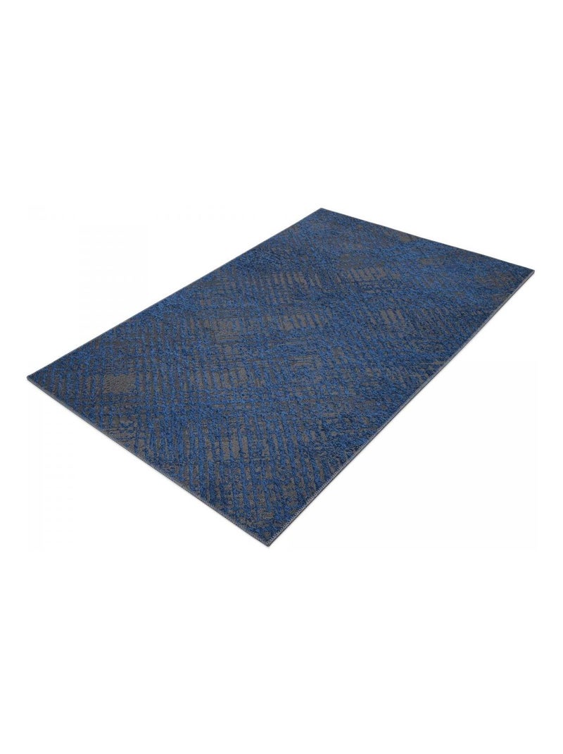 Tapis pour une chambre ou une entrée tissé motif faux uni TEREMINDE Bleu - Kiabi