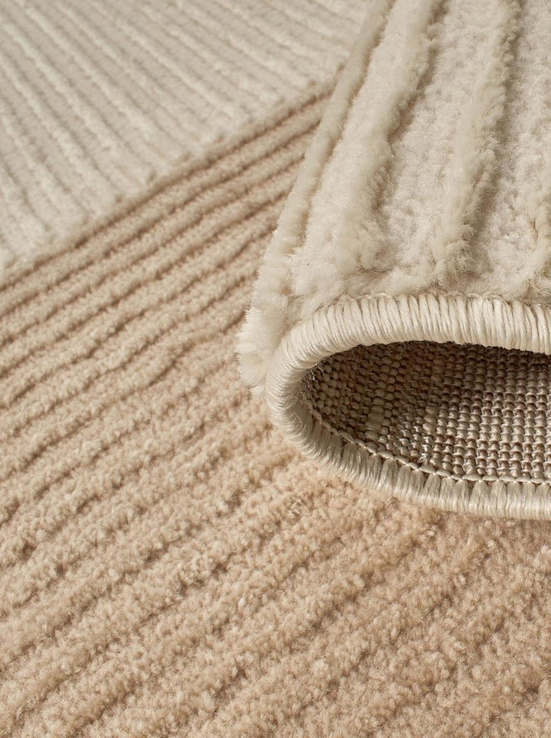 Tapis pour une chambre ou une entrée tissé motif géométrique LUNKIN 5 Beige - Kiabi