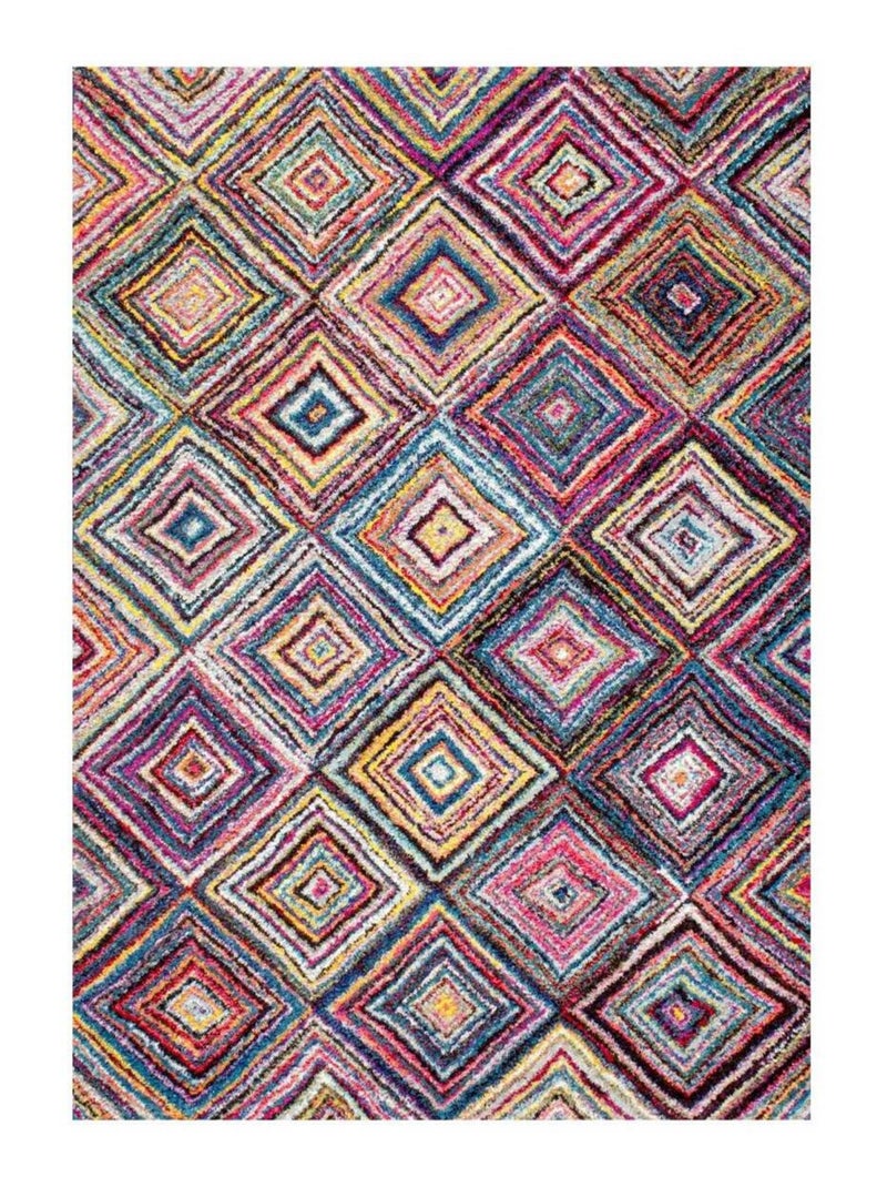 Tapis pour une chambre ou une entrée tissé motif géométrique LYN6 CARI Multicolore - Kiabi