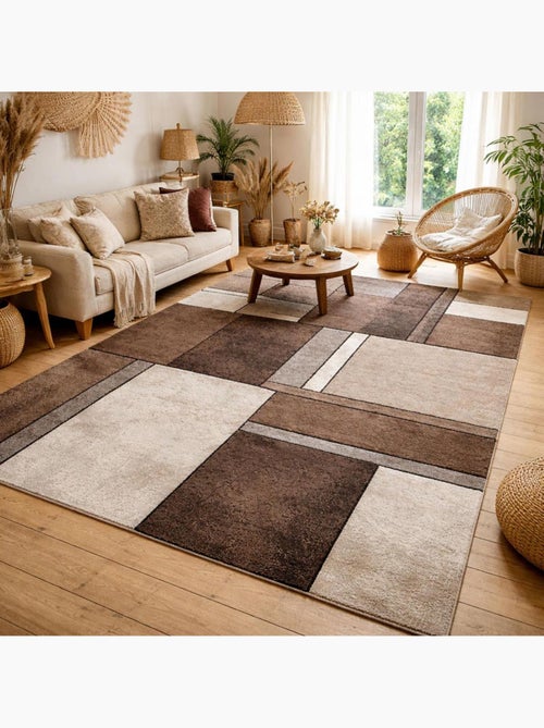Tapis pour une chambre ou une entrée tissé motif géométrique LYN8 GEOME - Kiabi