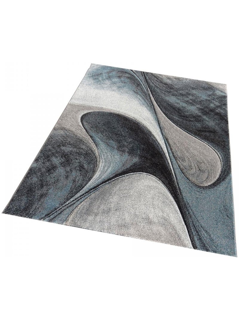 Tapis pour une chambre ou une entrée tissé motif géométrique LYN8 MADILA Bleu - Kiabi