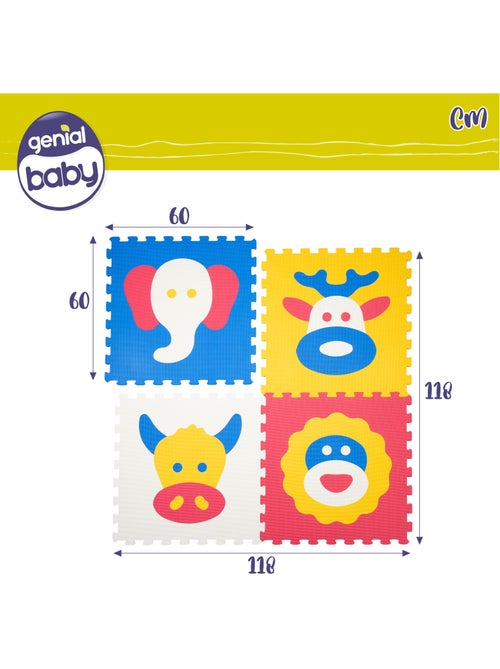 Tapis puzzle animalier 4 pièces caoutchouc mousse c'baby - Kiabi