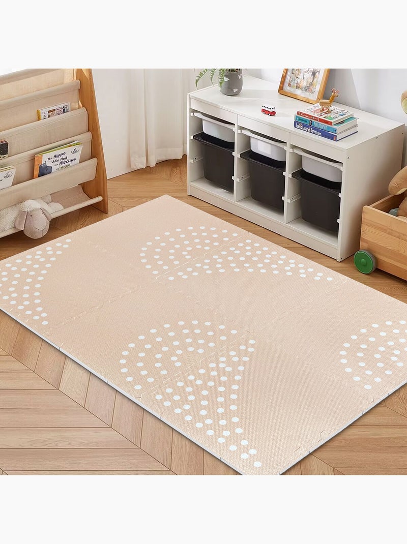 Tapis puzzle éducatif motif de points 6 pièces Beige - Kiabi