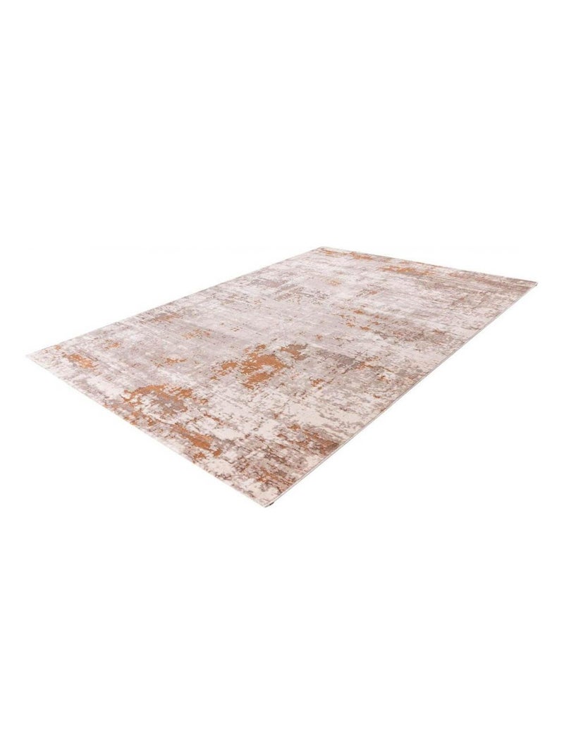 Tapis rayé à poils courts pour salon rectangle vintage Paris Beige - Kiabi