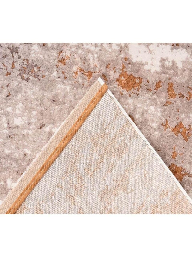 Tapis rayé à poils courts pour salon rectangle vintage Paris Beige - Kiabi