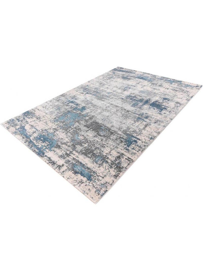 Tapis rayé à poils courts pour salon rectangle vintage Paris Bleu - Kiabi