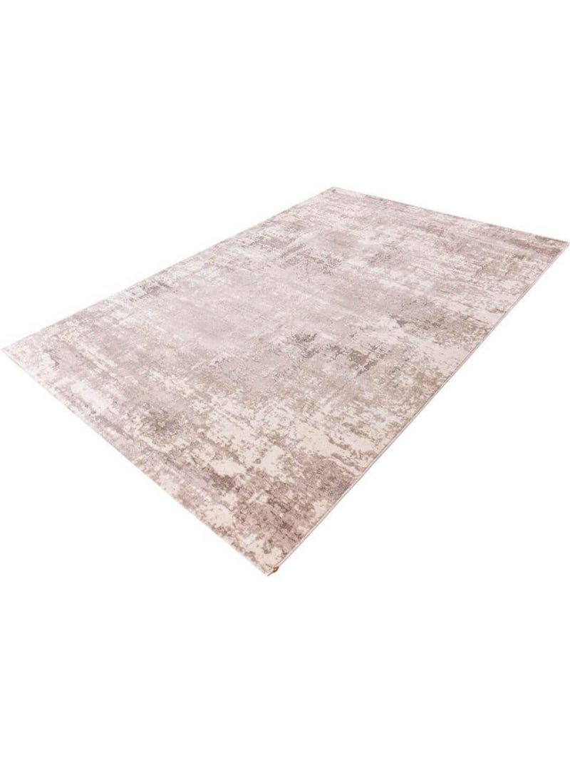 Tapis rayé à poils courts pour salon rectangle vintage Paris Taupe - Kiabi