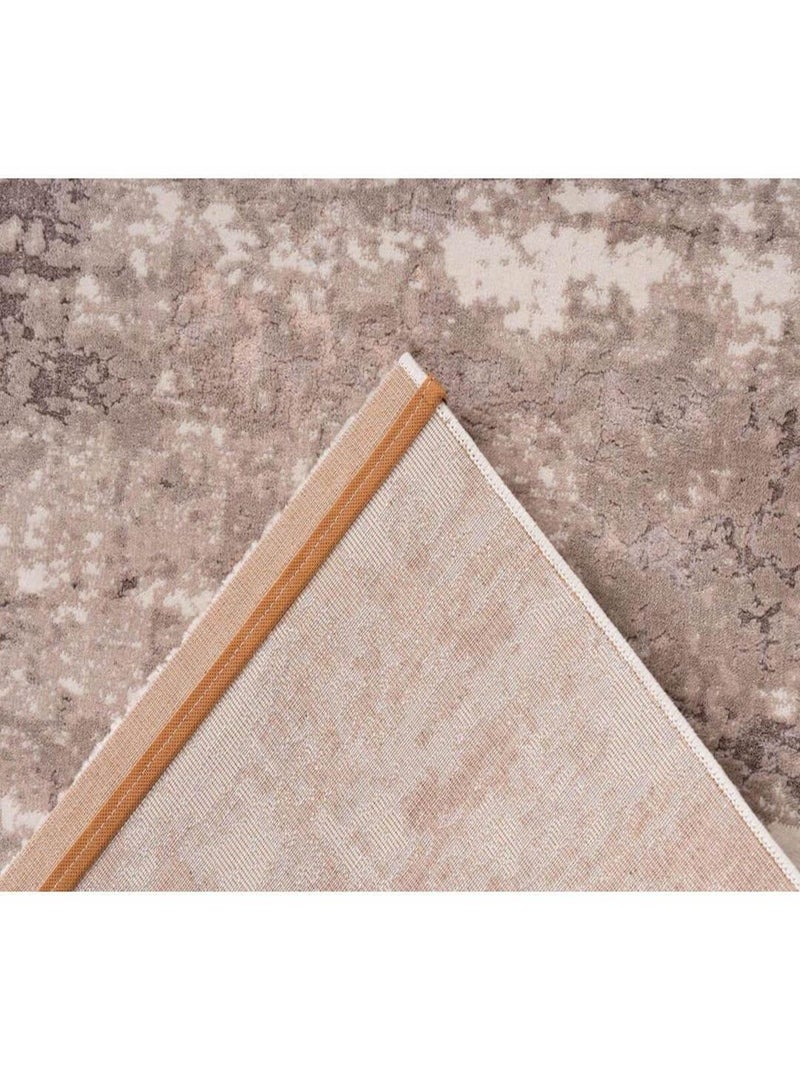 Tapis rayé à poils courts pour salon rectangle vintage Paris Taupe - Kiabi