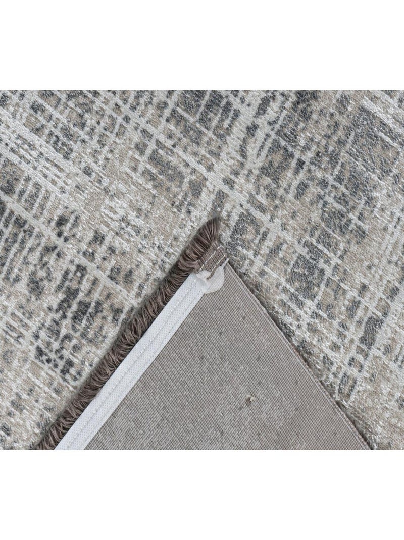 Tapis rayé argenté avec franges vintage rectangle Elysee Argenté - Kiabi