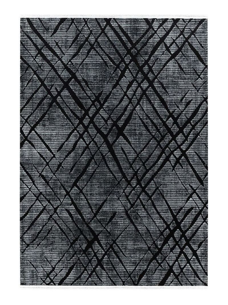 Tapis rayé courtes mèches design intérieur Nahla Gris - Kiabi