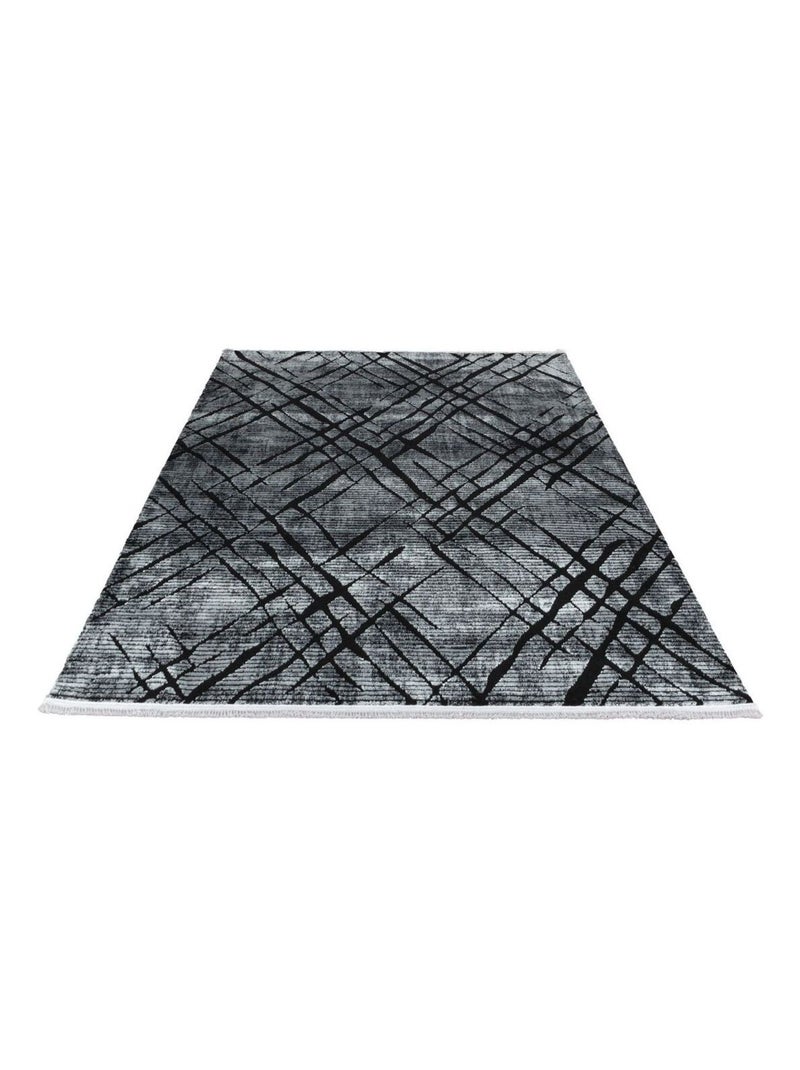 Tapis rayé courtes mèches design intérieur Nahla Gris - Kiabi