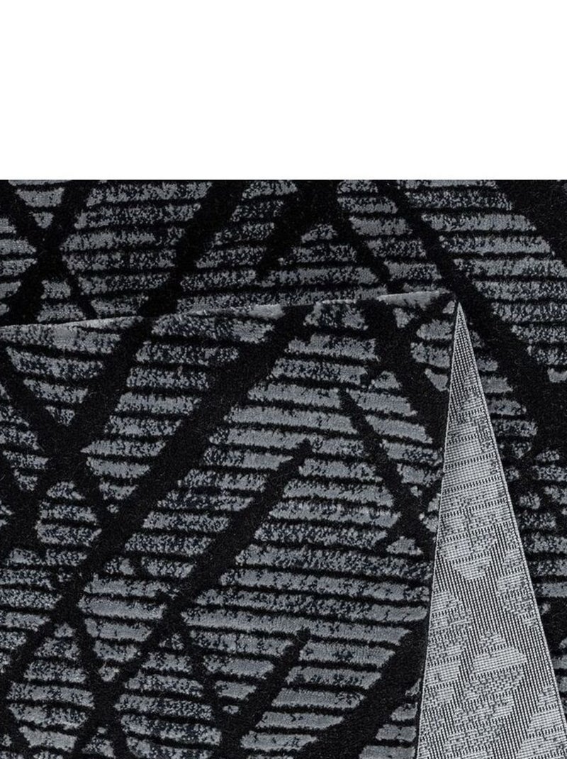 Tapis rayé courtes mèches design intérieur Nahla Gris - Kiabi