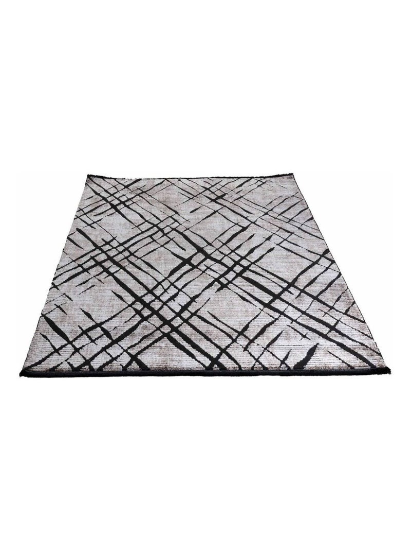 Tapis rayé courtes mèches design intérieur Nahla Marron - Kiabi