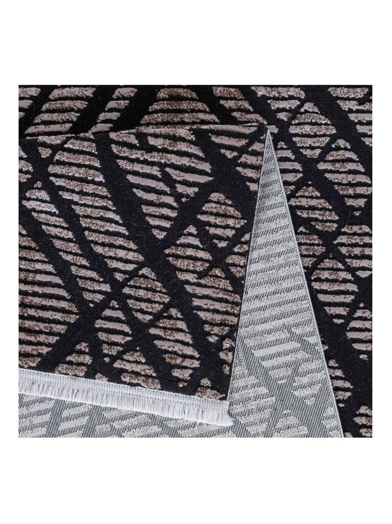 Tapis rayé courtes mèches design intérieur Nahla Marron - Kiabi