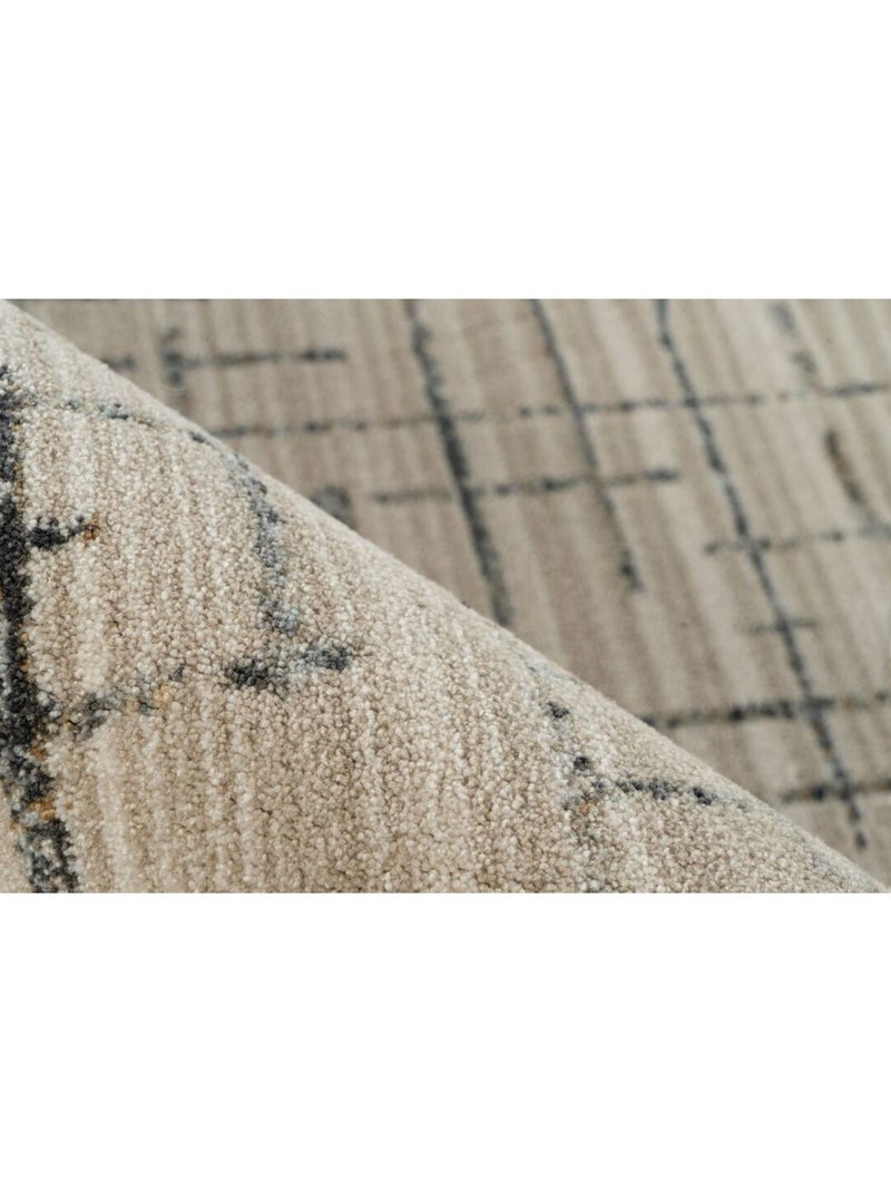 Tapis rayé design avec franges Imke Beige - Kiabi