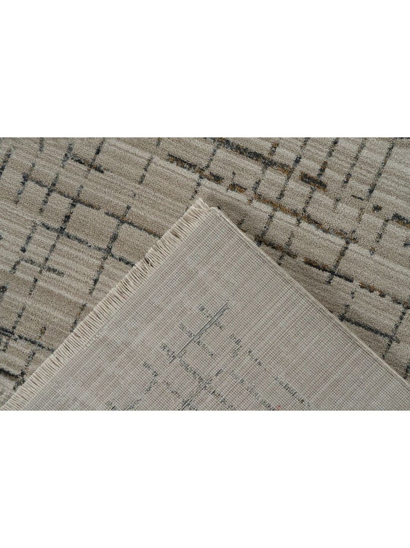 Tapis rayé design avec franges Imke Beige - Kiabi