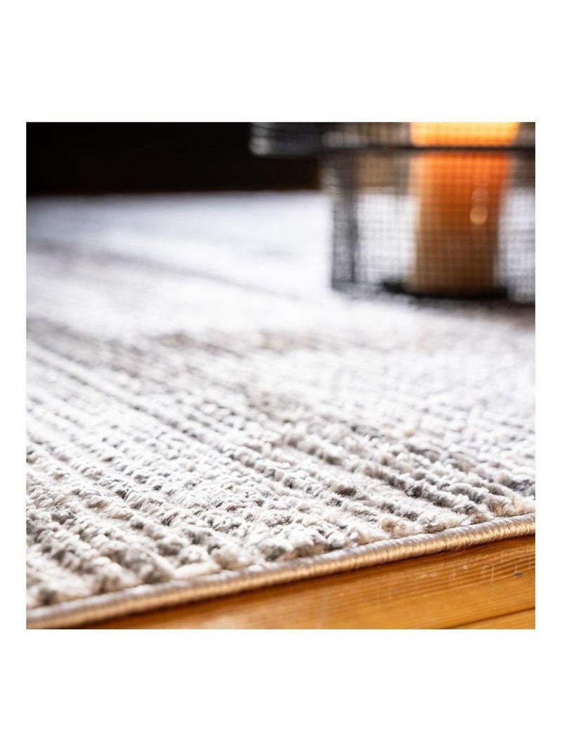 Tapis rayé effet 3D vintage courtes mèches Arone Gris - Kiabi