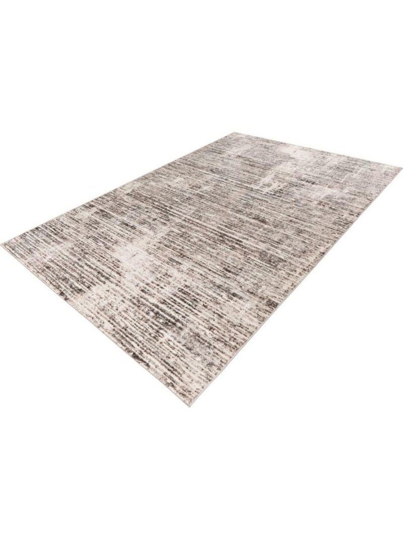 Tapis rayé effet 3D vintage courtes mèches Arone Gris - Kiabi