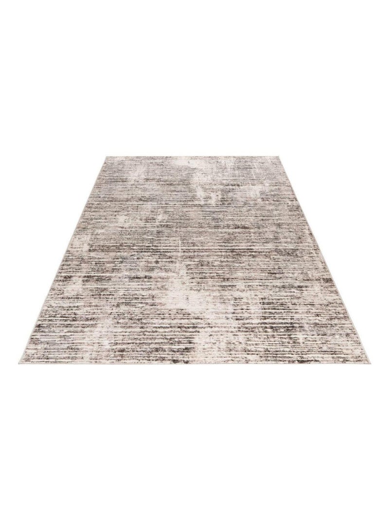 Tapis rayé effet 3D vintage courtes mèches Arone Gris - Kiabi