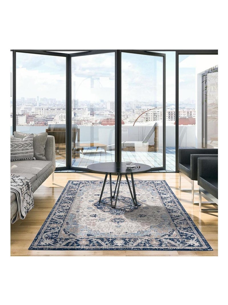 Tapis rayé gris pour salon vintage rectangle Oriolo Gris - Kiabi