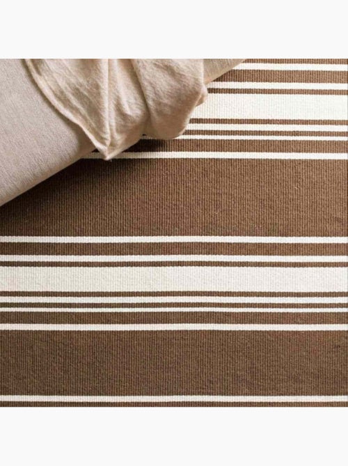 Tapis rayé marron et blanc 120x160cm - Kiabi