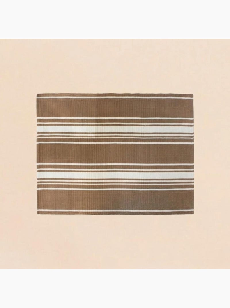 Tapis rayé marron et blanc 120x160cm Marron - Kiabi