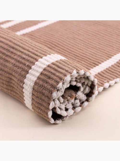 Tapis rayé marron et blanc 120x160cm - Kiabi