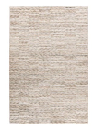 Tapis rayé moderne crème avec franges Katia