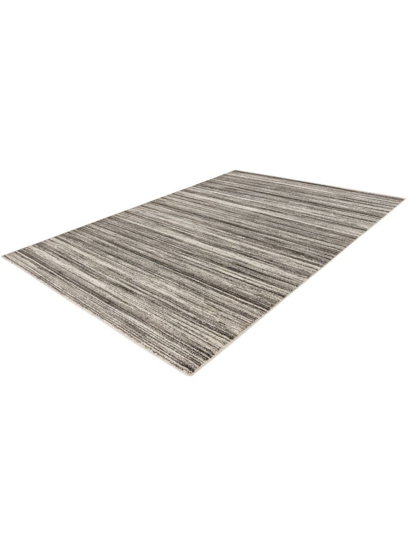 Tapis rayé moderne rectangle à poils ras Mana Argenté - Kiabi