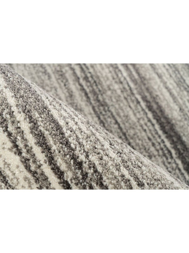 Tapis rayé moderne rectangle à poils ras Mana Argenté - Kiabi