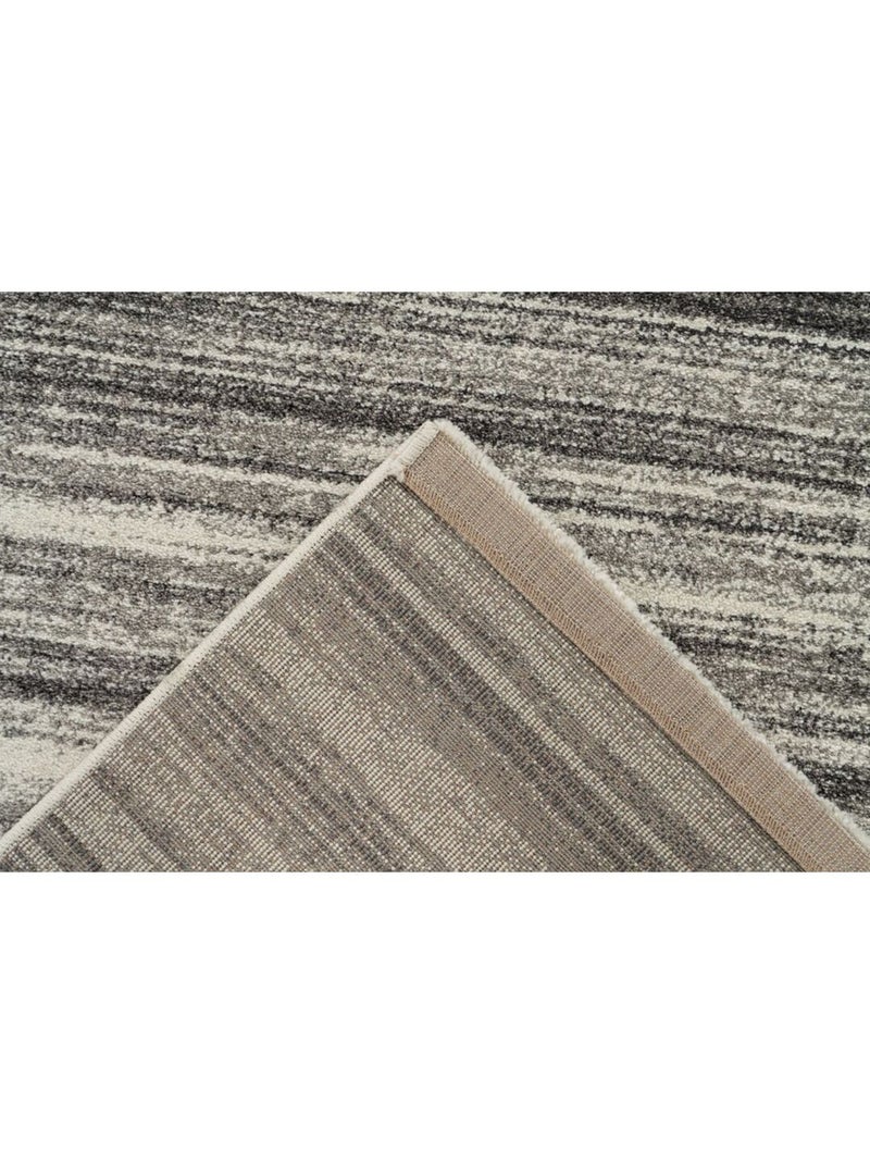 Tapis rayé moderne rectangle à poils ras Mana Argenté - Kiabi
