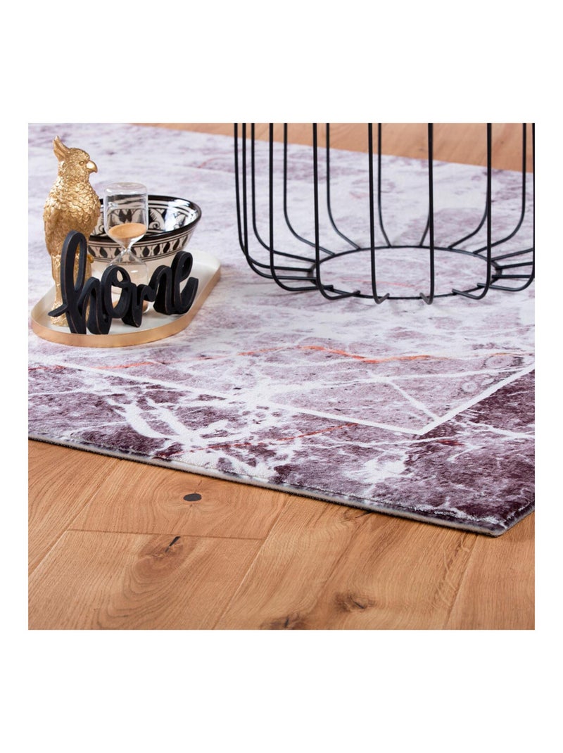 Tapis rayé très doux design rectangle polyester Tahoe Taupe - Kiabi