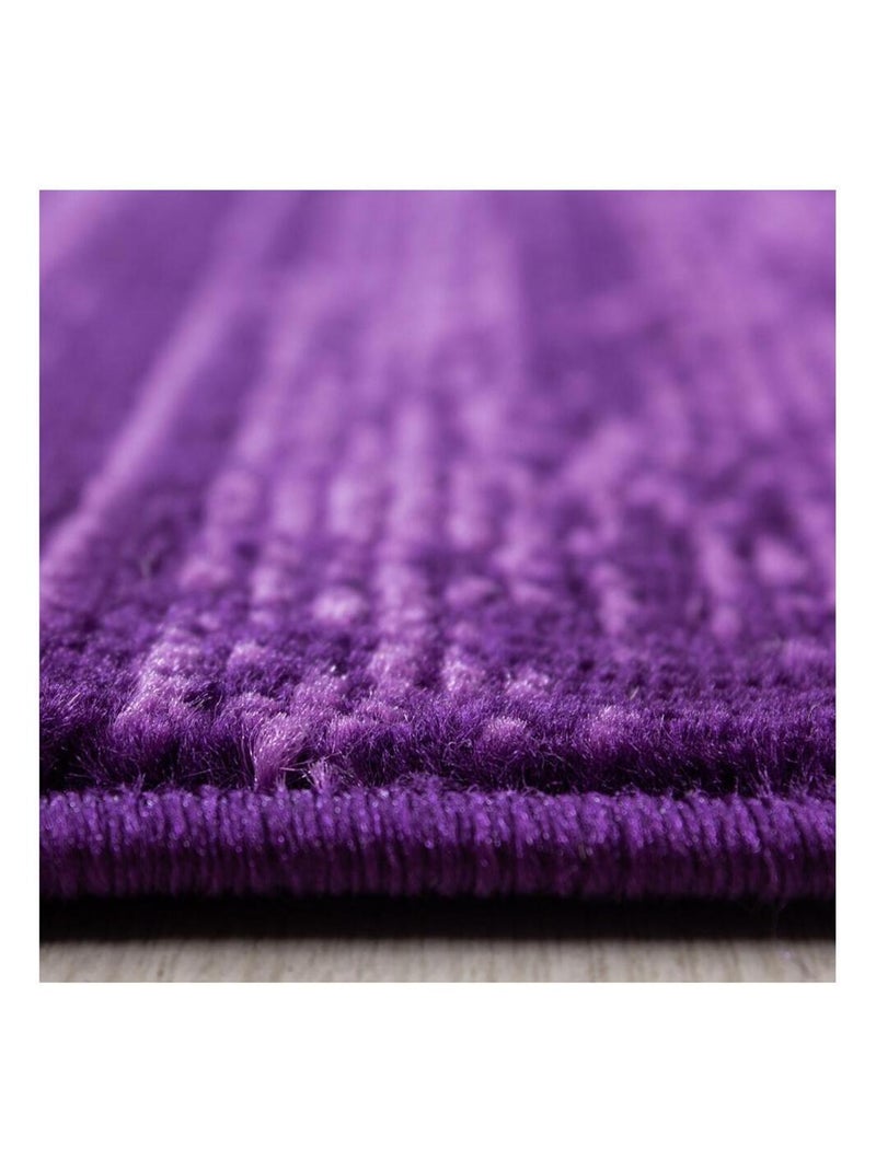 Tapis rayé uni à courtes mèches rectangle Ocrul Mauve lilas - Kiabi