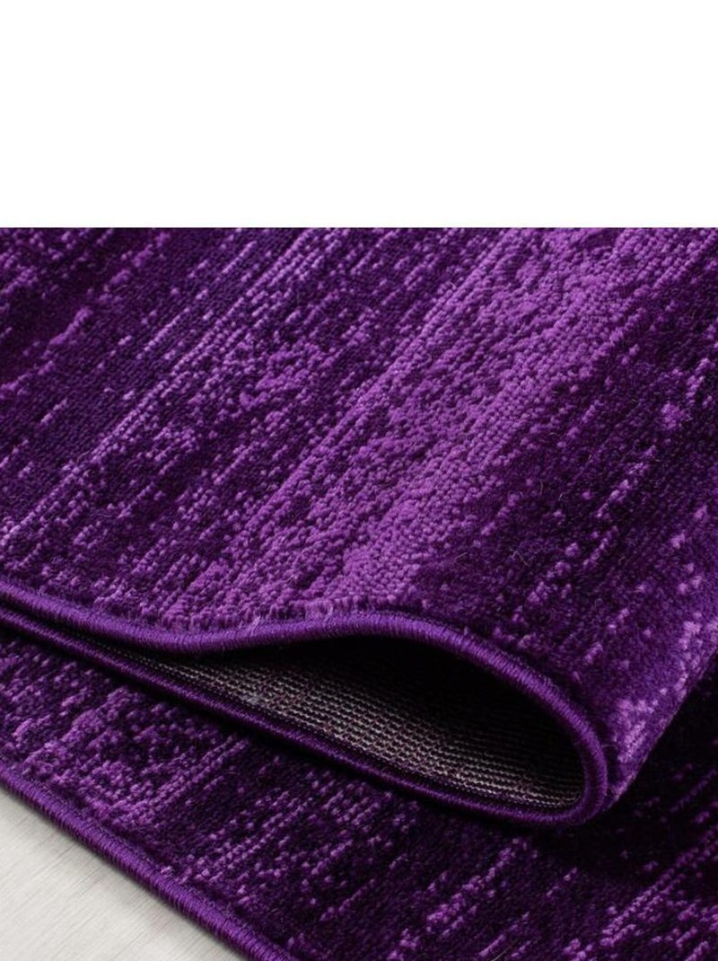 Tapis rayé uni à courtes mèches rectangle Ocrul Mauve lilas - Kiabi