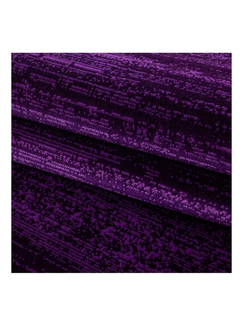 Tapis rayé uni à courtes mèches rectangle Ocrul Mauve lilas - Kiabi