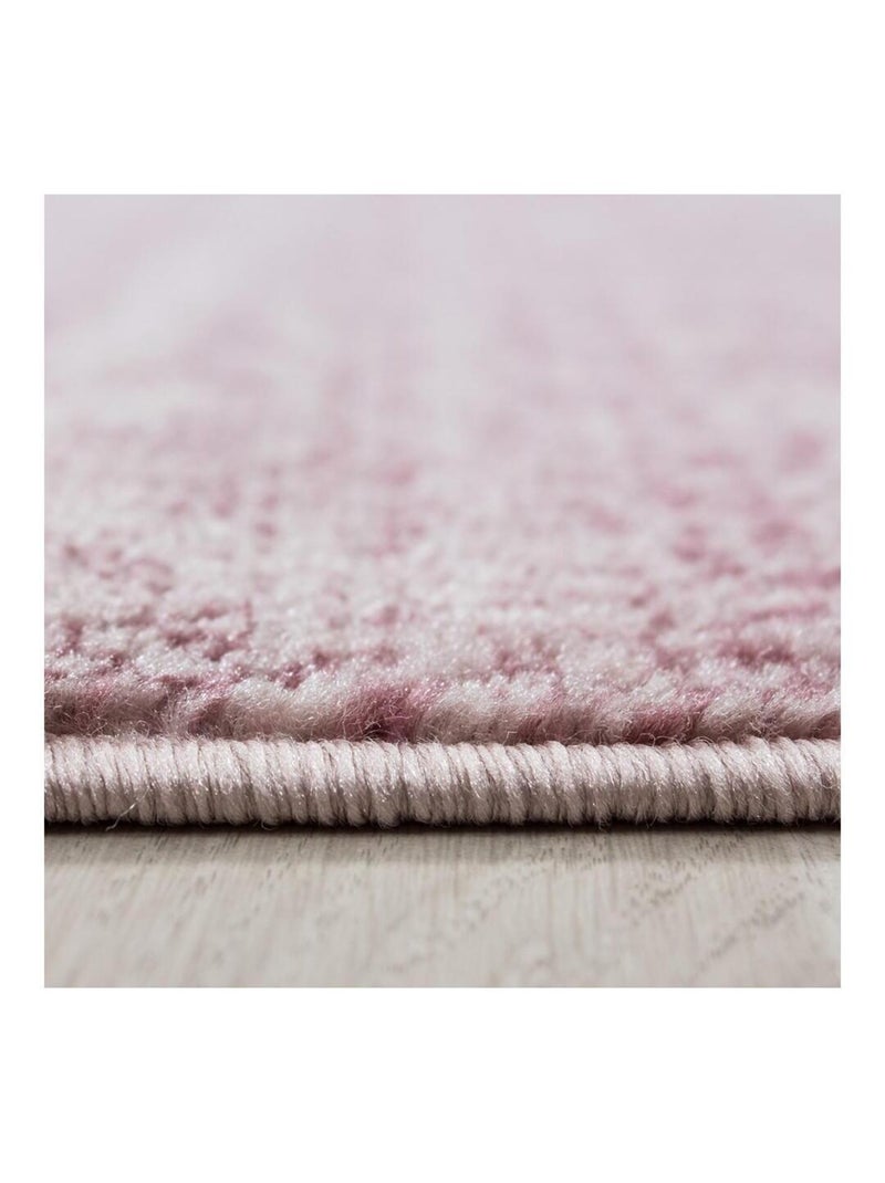 Tapis rayé uni à courtes mèches rectangle Ocrul Noir Rose - Kiabi