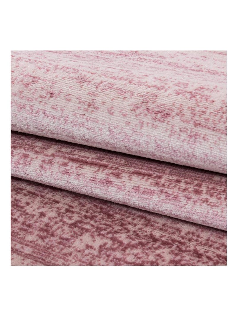 Tapis rayé uni à courtes mèches rectangle Ocrul Noir Rose - Kiabi