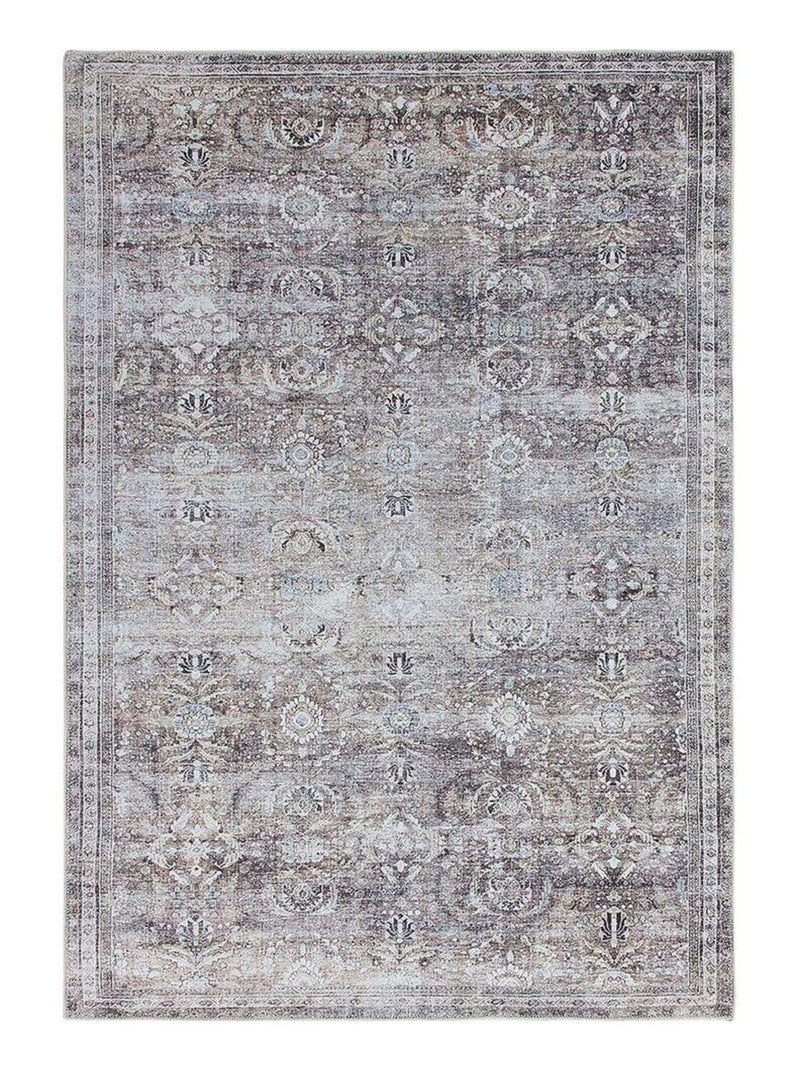 Tapis rayé vintage plat rectangle Livio Gris - Kiabi