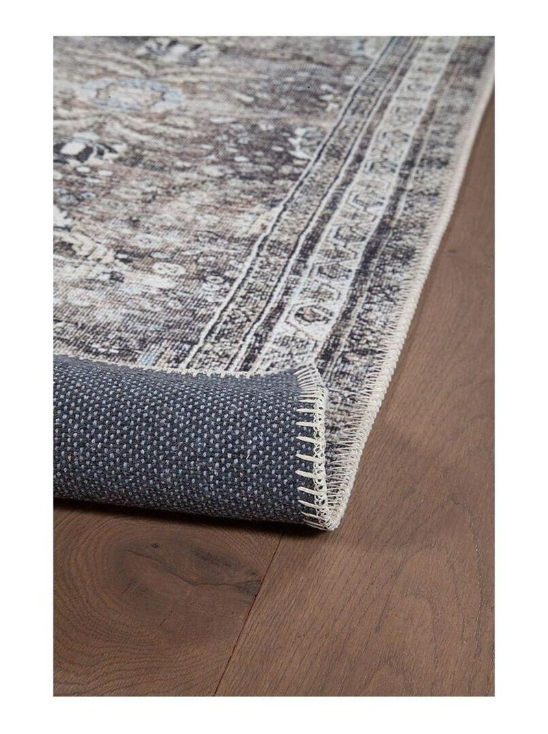 Tapis rayé vintage plat rectangle Livio Gris - Kiabi