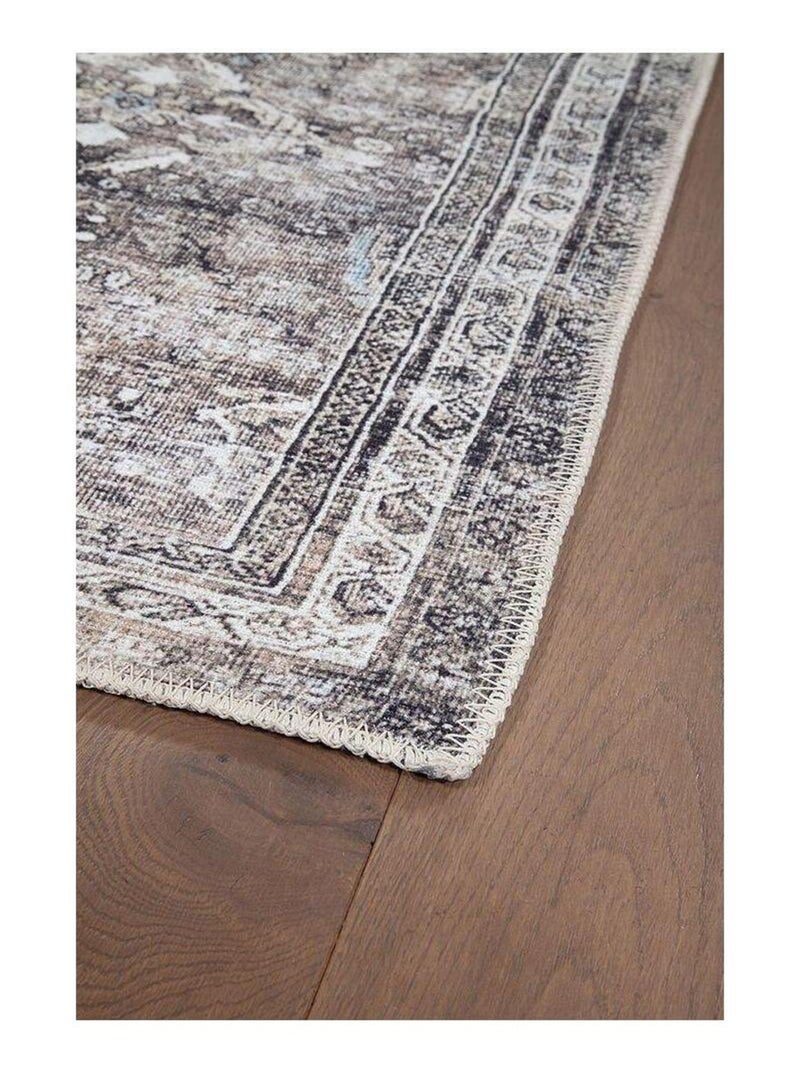 Tapis rayé vintage plat rectangle Livio Gris - Kiabi
