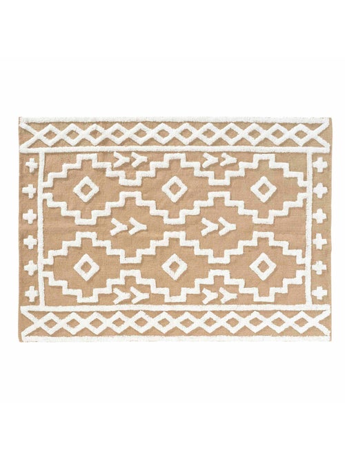 Tapis rectangle 120 x 170 cm – Jute et coton – Modèle Medine – Motif ethnique relief blanc - Kiabi Tapis rectangle 120 x 170 cm – Jute et coton – Modèle Medine – Motif ethnique relief blanc - Kiabi