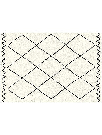 Tapis rectangle 120 x 170 cm – Polypropylène – Modèle Saoura Beige – Motif berbère