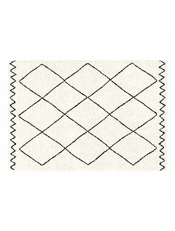 Tapis rectangle 120 x 170 cm – Polypropylène – Modèle Saoura Beige – Motif berbère