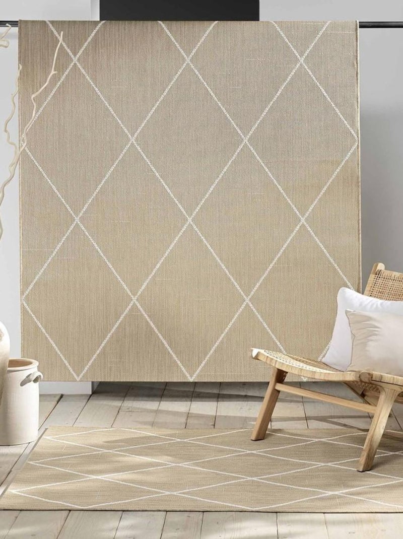 Tapis rectangle 120x170 cm tissé plat Damira Beige - Kiabi