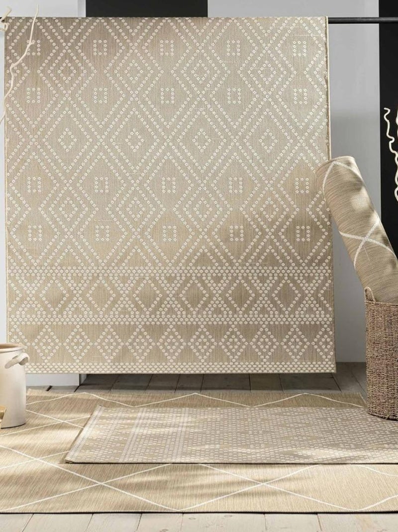 Tapis rectangle 120x170 cm tissé plat Damira Beige - Kiabi