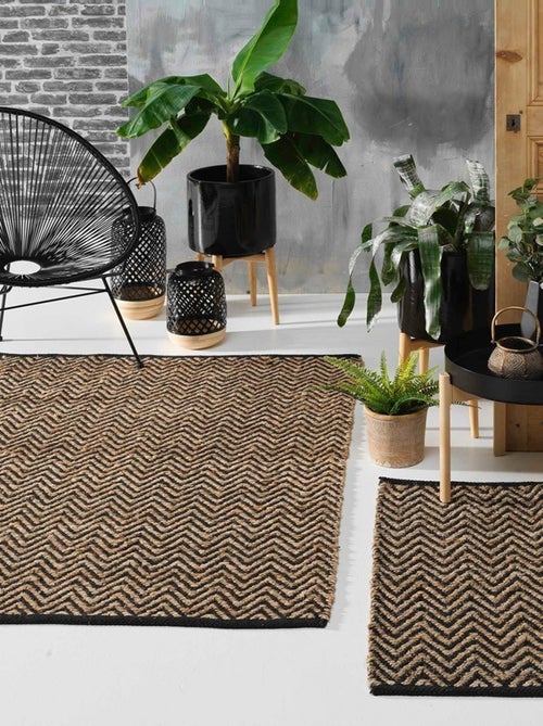 Tapis rectangle 120x170 cm Zigzag jute uni polycoton - Kiabi